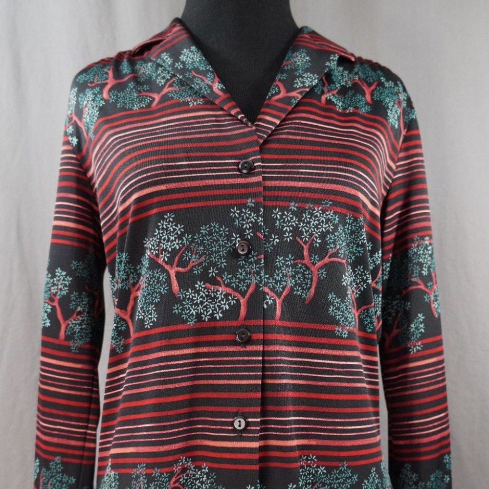VTG Alex Colman Sportswear Trees & Stripes Blouse